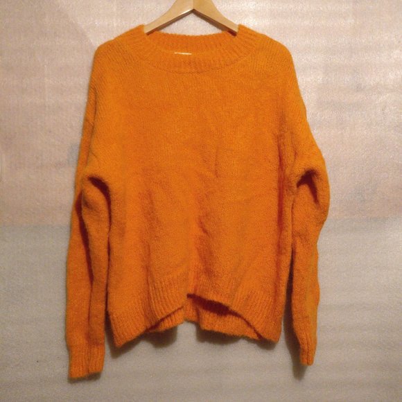 Baggy Oversized Alpaca sweater with dropped shoulder Yellow or Orange sz S/M/L - Picture 3 of 8